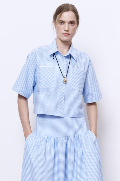 Укороченная рубашка в клетку виши
