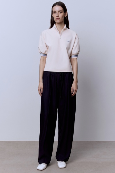 Брюки-бананы из шерсти, синий