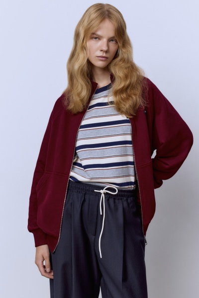 Толстовка из футера с начёсом, бордо