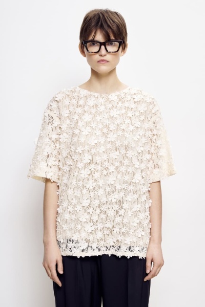 Топ из накладного кружева, шампань