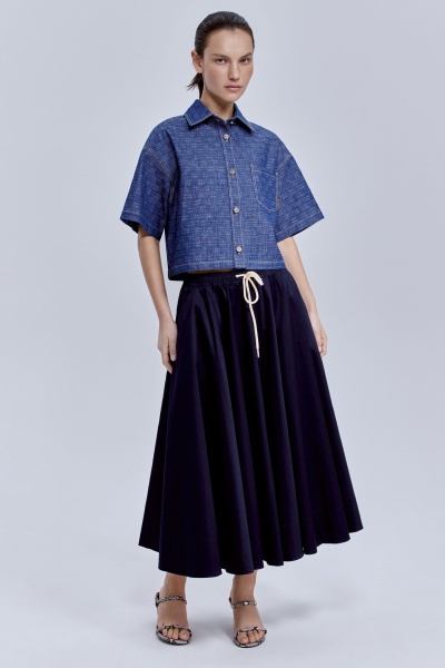 Рубашка-кроп из лёгкого денима, синий