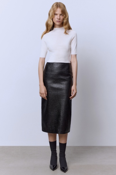 Юбка из лакового твида, чёрный