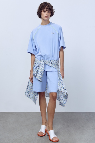 Футболка оверсайз с кантом, голубой