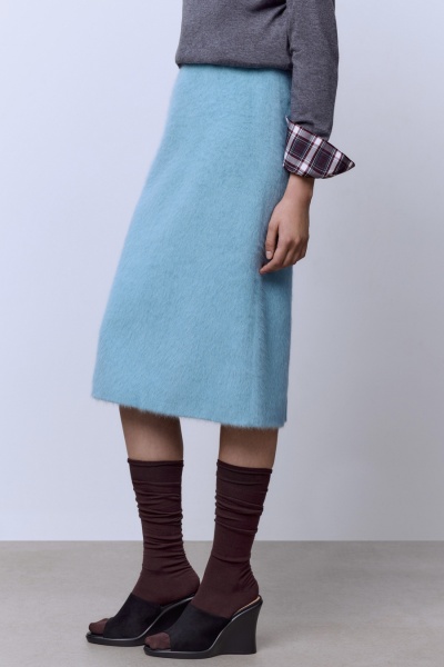 Юбка из ангоры с разрезом, мятный