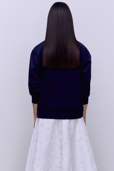 Толстовка на молнии с контрастными вставками, синий