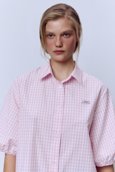 Рубашка виши с объёмными рукавами, розовый