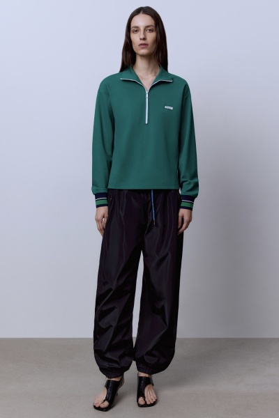 Поло на молнии с длинным рукавом, зелёный