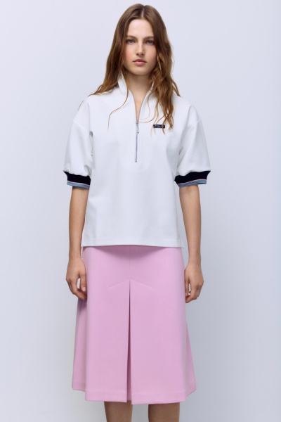 Поло на молнии с контрастными подвязами, белый