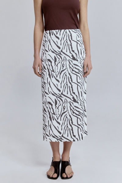 Юбка из легкого денима с анималистичным принтом «зебра»