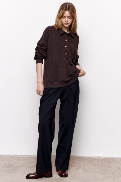 Объемное поло из шерсти, шоколад