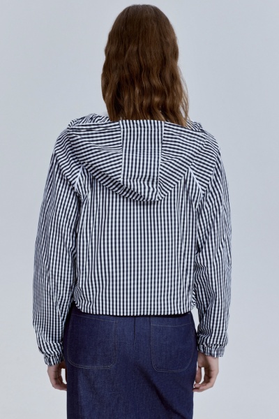 Ветровка в клетку с капюшоном, белый