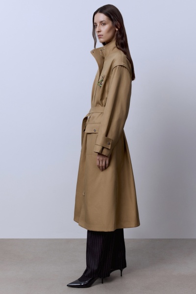 Пальто лёгкое из габардина на фланели, бежевый