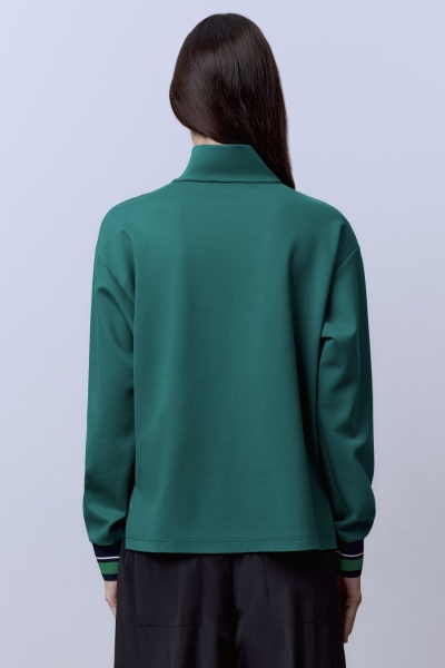 Поло на молнии с длинным рукавом, зелёный
