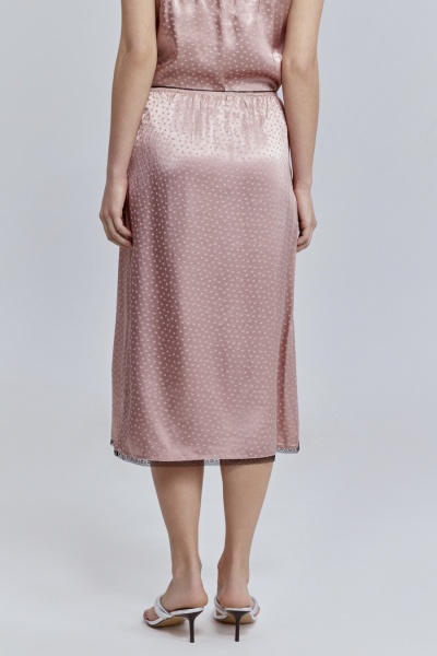 Юбка с кружевом из атласа, пудровый