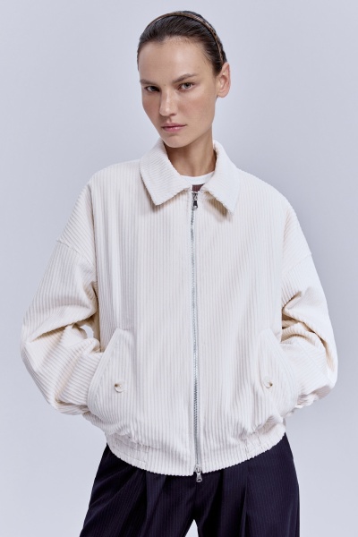 Бомбер из вельвета, молочный