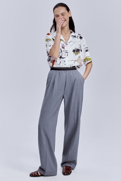 Брюки из итальянской премиальной шерсти Лана супер 100 на контрастной резинке, серый