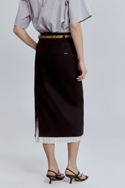 Юбка прямая с контрастной подкладкой, чёрный