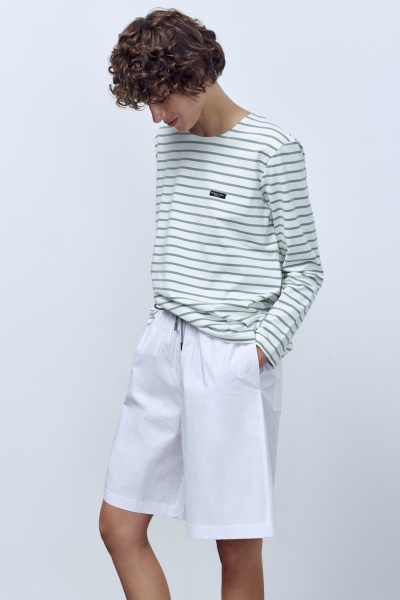 Бермуды из итальянского варёного хлопка, белый