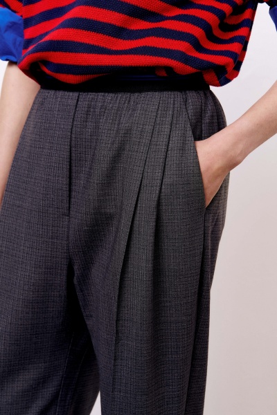 Брюки на контрастной резинке в клетку, тёмно-серый