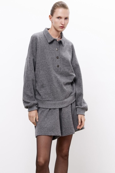 Шорты трикотажные из шерсти мериноса, серый