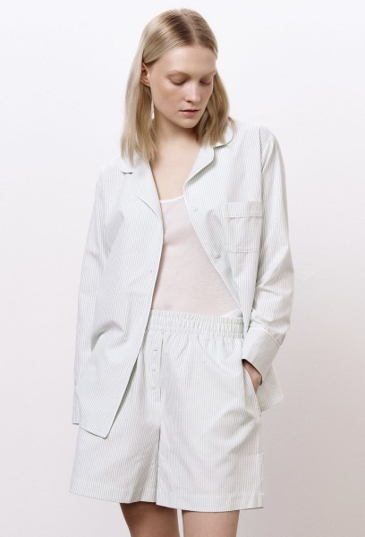 Рубашка пижамная с длинным рукавом в полоску, мятный