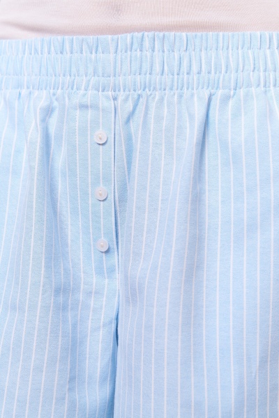 Шорты пижамные лен с хлопком в широкую полоску, голубой