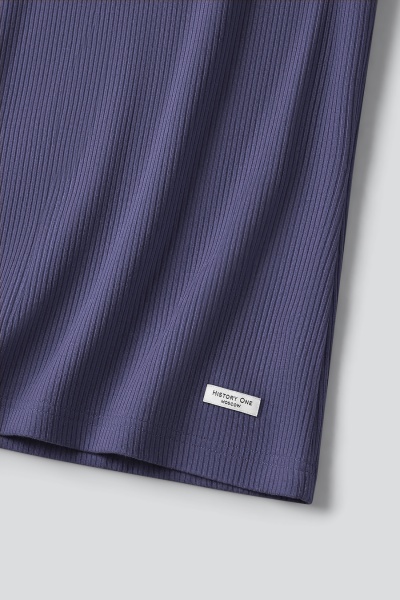 Топ из хлопковой рибаны с контрастной отделкой, васильковый