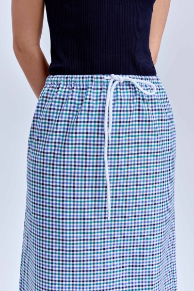 Юбка прямая виши с кружевом, мультиколор