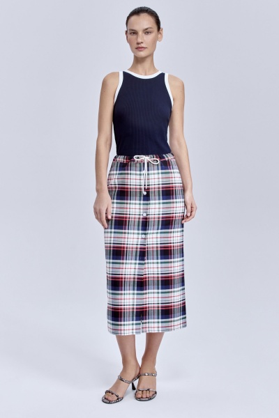 Юбка в клетку с пуговицами, мультиколор