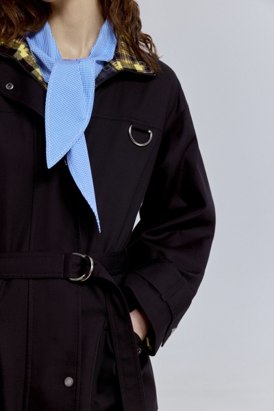 Пальто лёгкое из габардина на фланели, чёрный