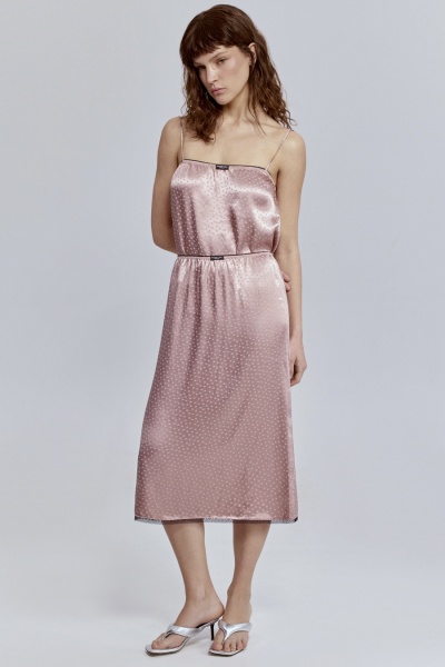 Юбка с кружевом из атласа, пудровый