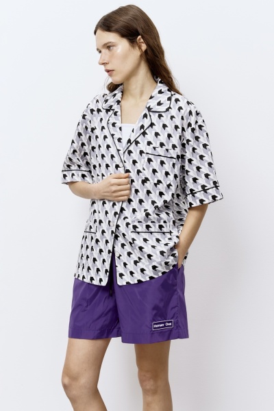 Рубашка из хлопка с геометричным принтом, серый