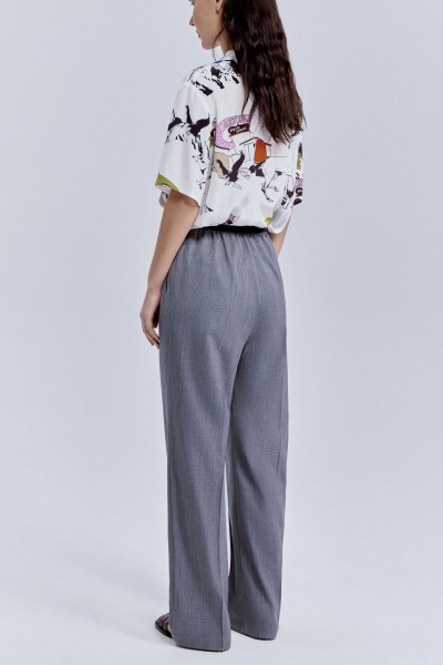 Брюки из итальянской премиальной шерсти Лана супер 100 на контрастной резинке, серый