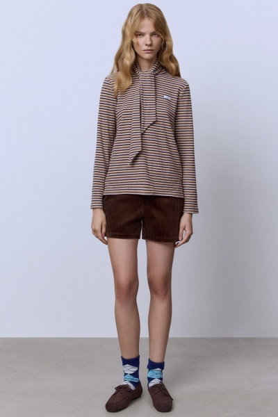 Шорты мини из вельвета, шоколад