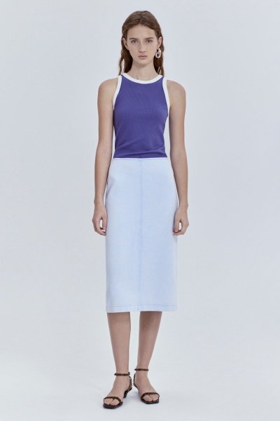 Юбка-миди из варёного денима, голубой