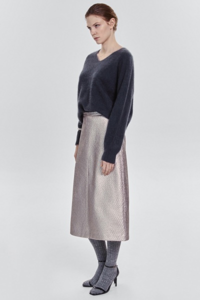 Юбка из лакового твида, мокко