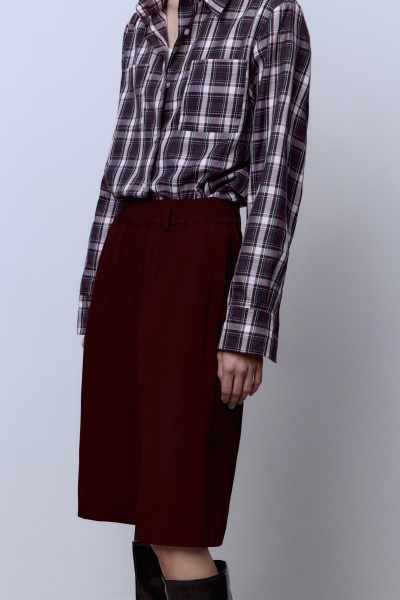 Рубашка классическая в клетку, бордовый