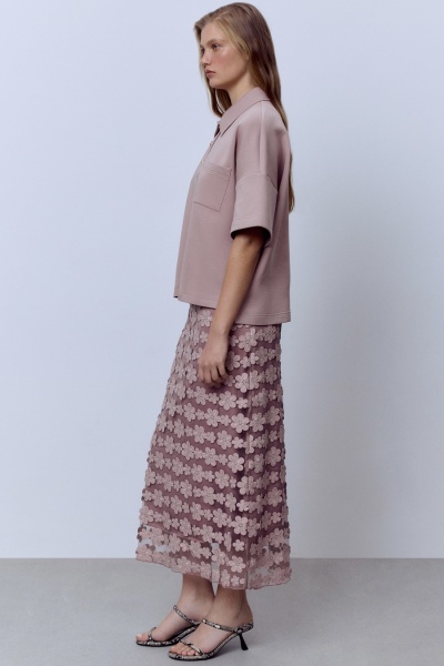 Юбка из накладного кружева, мокко