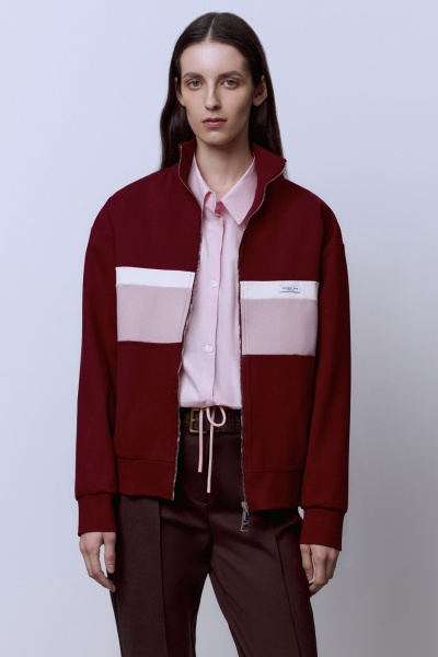 Толстовка на молнии с контрастными вставками, бордовый
