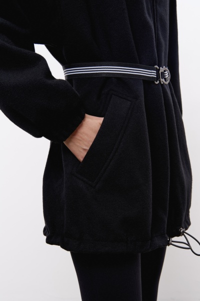 Парка средней длины из шерсти с нейлоном, чёрный