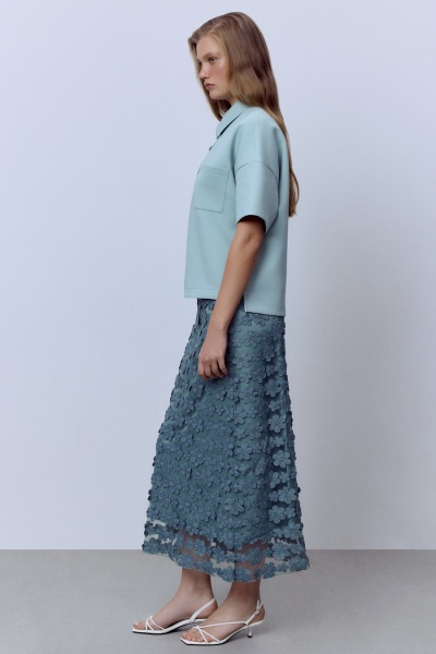 Юбка из накладного кружева, полынь