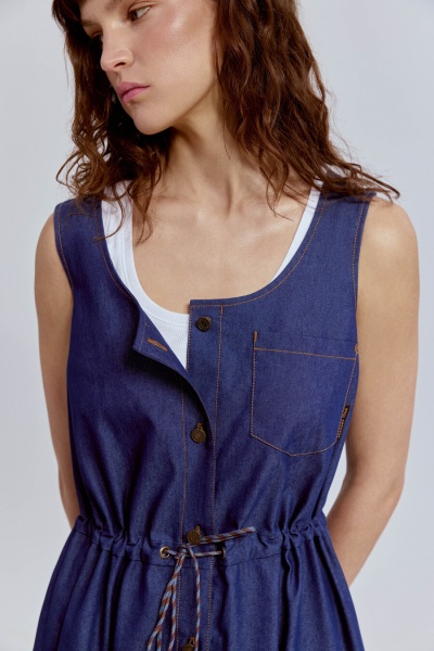 Платье без рукавов из денима, синий