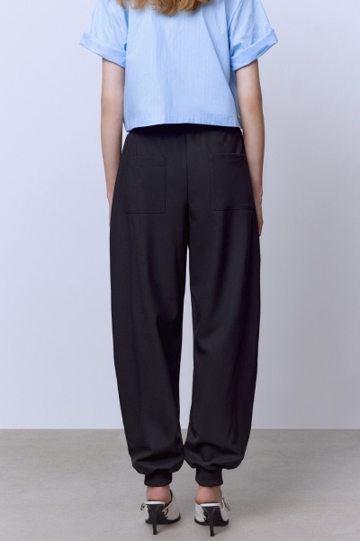 Брюки из итальянской шерсти с манжетами, чёрный