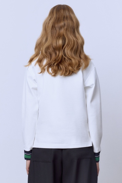 Поло на молнии с длинным рукавом, белый