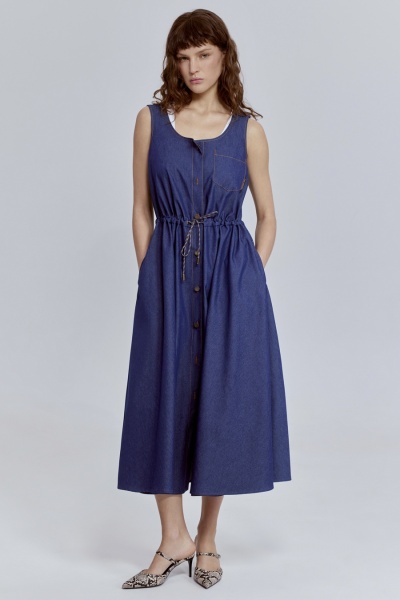 Платье без рукавов из денима, синий