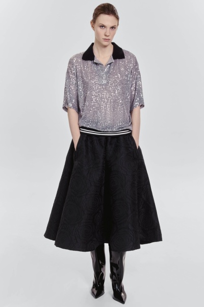 Юбка-солнце из жаккарда на кулиске, чёрный