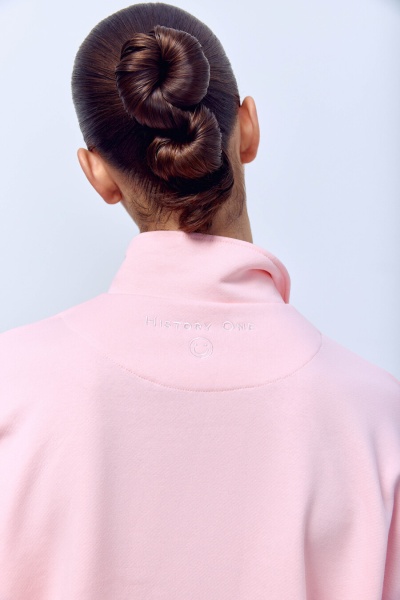 Поло с длинным рукавом из футера, розовый