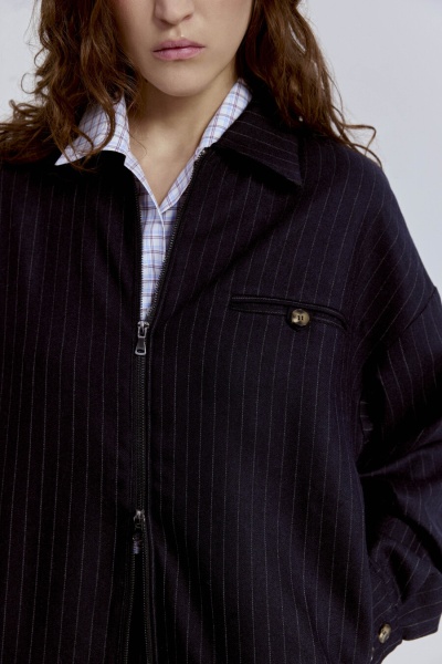 Бомбер в полоску из шерсти, синий