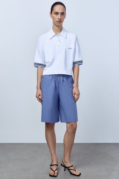 Бермуды из итальянского варёного хлопка, синий
