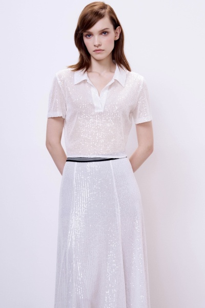 Юбка-годе с пайетками, белый